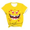 thumbnail image 4 of Tops de Ajuste Suelto para las Mujeres Sudadera Casual Impresa Manga Corta Cuello Redondo Superior, Poliéster, 4 of 8