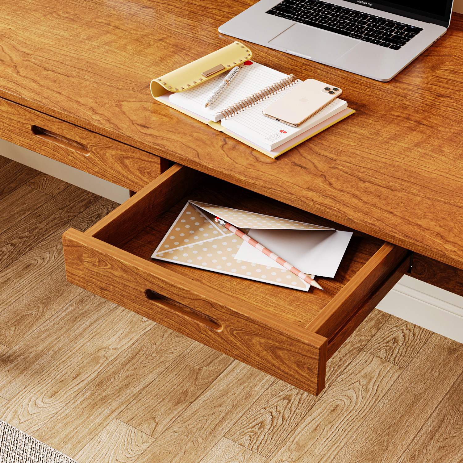 KULAGAGA Solid wood Leg Computer Desk Office Computer Desk Wood Writing Gaming Desk Workstation Desk for Home Office