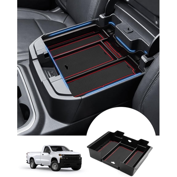 Canvcle Center Console Organizer for Chevrolet Silverado/GMC Sierra 1500 2019-2022 and Silverado/Sierra 2500HD 3500HD 2020-2023 Armrest Storage Box (Full Console Bucket Seats ONLY)