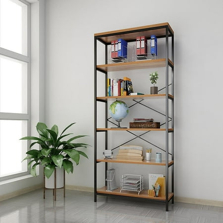 Clearance 5-tier Wooden Bookcase Book Shelves Organizer ...