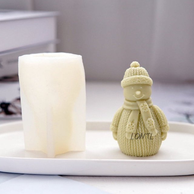 Molde de silicona para velas, muñeco de nieve, bufanda de lana, muñeco de nieve navideño casero, artesanías de resina, yeso, jabón, chocolate, cubitos de hielo, molde para hornear