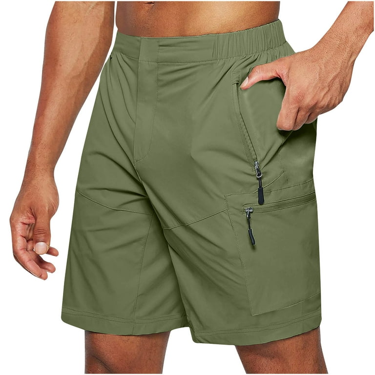 OGLCCG Men's Hiking Cargo Shorts Quick Dry Elastic Waist Outdoor Fishing  Shorts Casual Lightweight Stretch Workout Shorts with Zipper Pockets