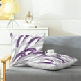 thumbnail image 3 of Throw Pillow Cases Pack of 2 Cozy Fleece Two-Tone Abstract Feather Decorative Cushion Covers for Couch Bed Sofa Farmhouse Decoration 20 X 20 Inches Purple Grey, 3 of 6
