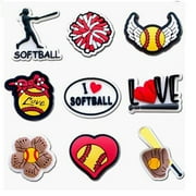 ITOUCHYOU 9PCS Sport Softball Shoe Charms for Girls Teen Kids Clog Sandal Accessories Pins ,Pvc