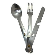 ADROIT 3 Piece Camping Cutlery Set | 6" (15.2 cm) Stainless Steel | Knife, Fork, Spoon | Detachable & Compact | Vinyl Snap Pouch | Ideal for Scouts, Military & Daily Use