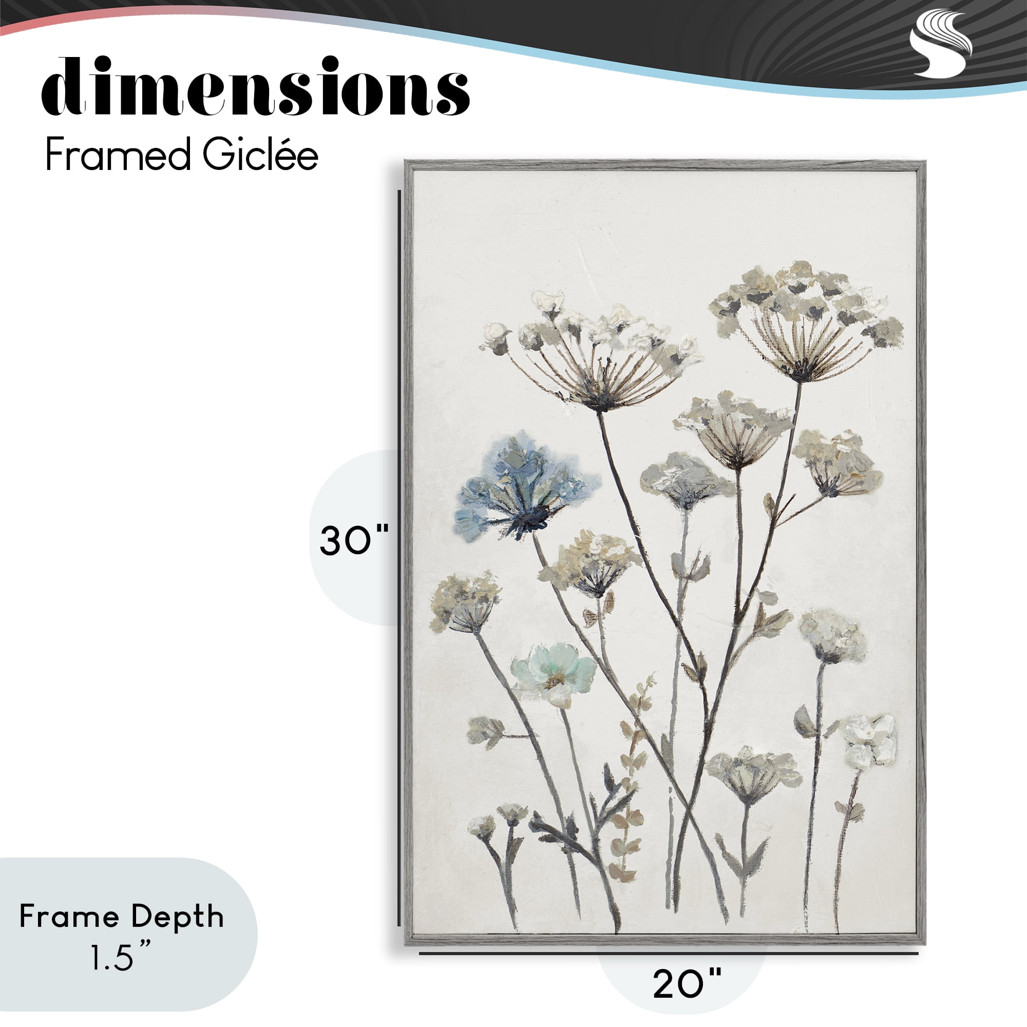 Stupell Industries Neutral Jardin Azul Gray Framed Giclee Art, design by Patricia Pinto