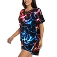 thumbnail image 2 of Kdxio Red And Blue Lightning Print Pajamas Sets for Women Short-Sleeved Pjs with Lounge Shorts Two Piece Sleepwear S-4XL, 2 of 5