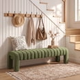thumbnail image 5 of Zesthouse 63″ End of Bed Bench, Boucle Tufted Upholstered Ottoman Bench with Padded Seat and Solid Wood Leg, Modern Entryway Bench for Bedroom, Living Room, Green, 5 of 11