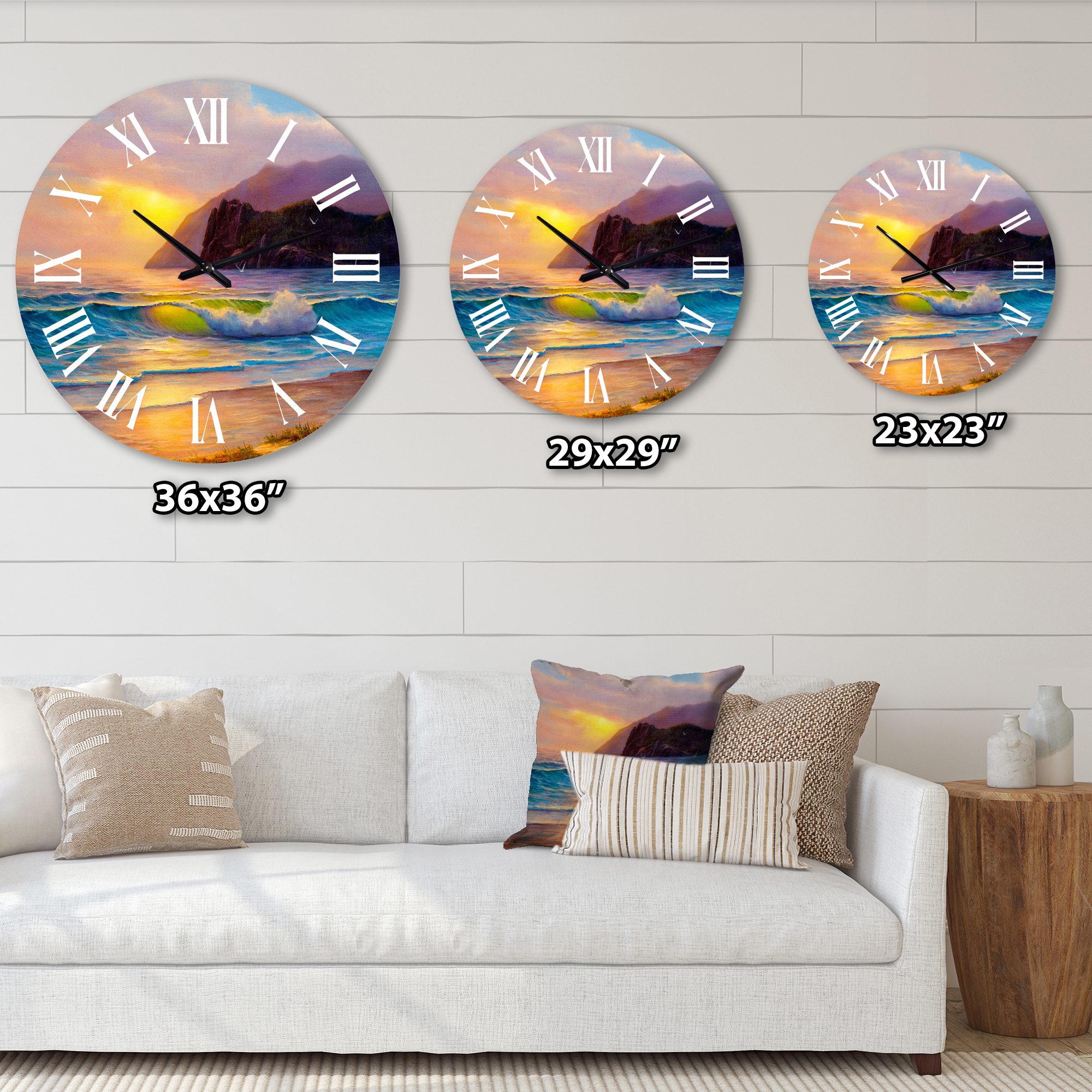 Designart 1 in Quartz Coastal Wall Clock