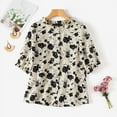 thumbnail image 3 of ZANZEA Womens Vintage Floral Printed 3/4 Sleeve Ruffles Casual T Shirt Holiday Loose Blouse Tops, 3 of 8