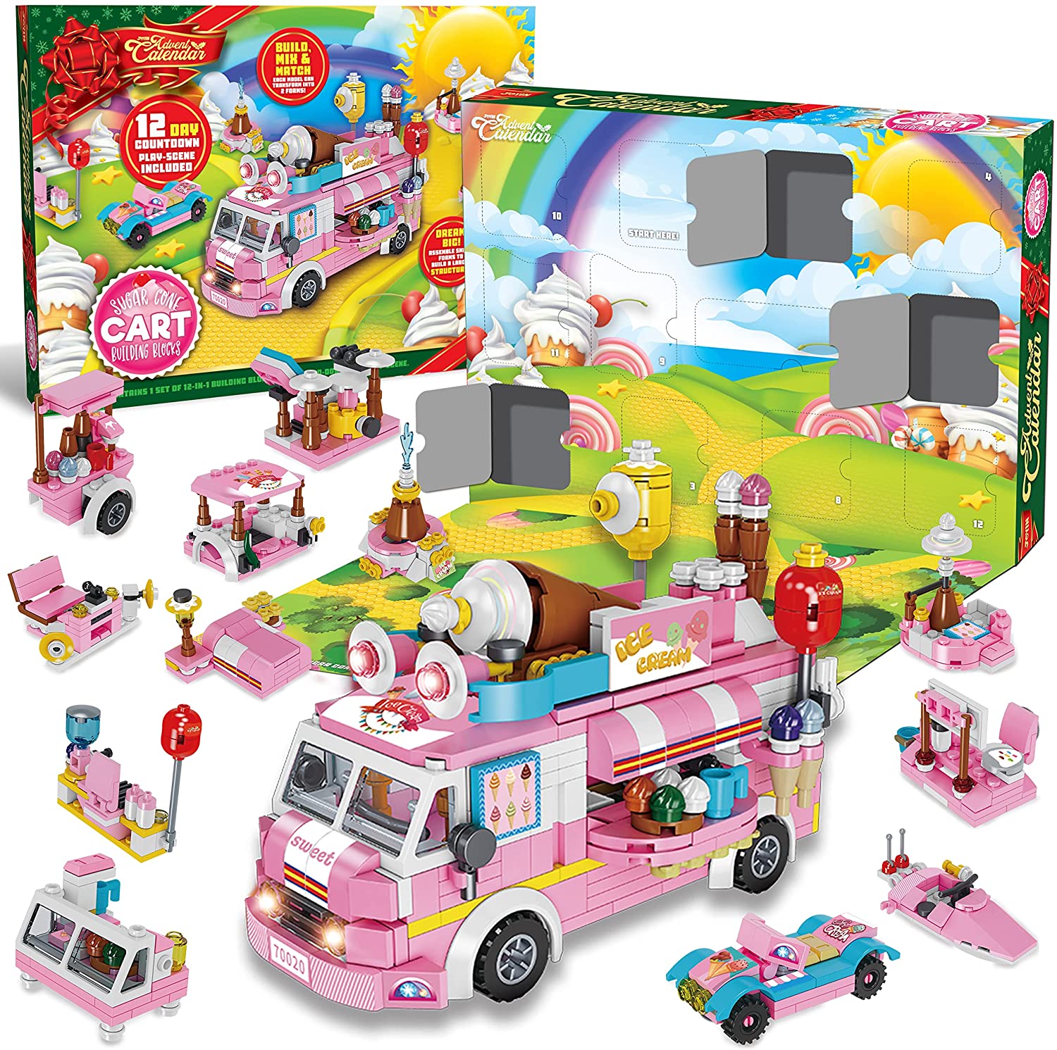 TOYHUB 2021 Christmas Advent Calendar 12 Days Countdown Girls Building  Block Advent Calendar with Ice Cream Truck Building Bricks for Kids -  Walmart.com