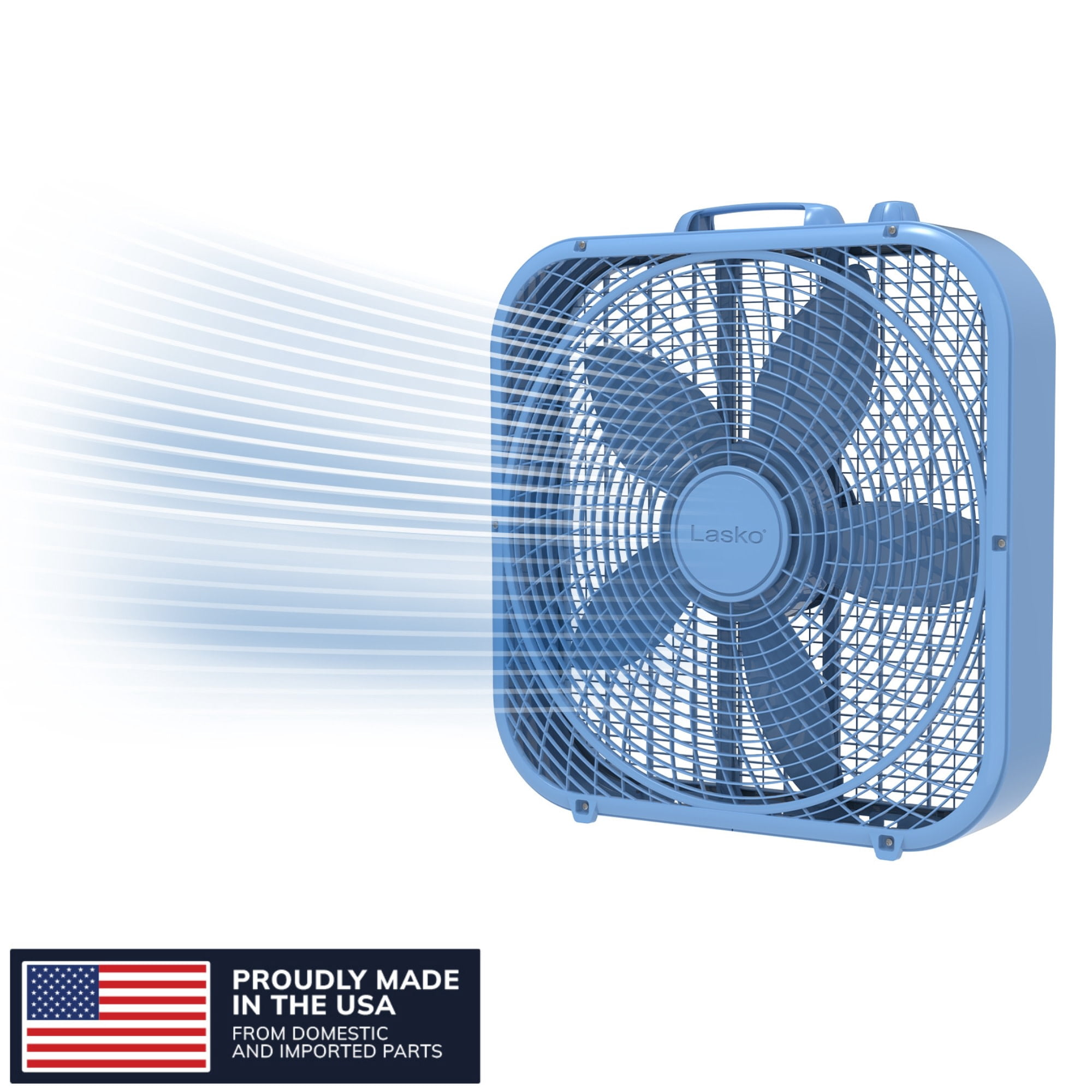 (3 pack) Lasko 20" Cool Colors Classic Box Fan with Weather-Resistant Motor, Portable Cooling Floor or Window Fan, 3 Speeds, Tranquil Blue, B20310
