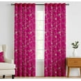 thumbnail image 2 of Vargottam 84 Inch Rod Pocket/Back Tab Cotton Curtains for Windows and Doors - Light Filtering Cotton - Light Filtering Drapes For Doors - Set of 2 Panels, 52"x84" - Motif Vine Design (Pink), 2 of 8