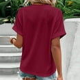 thumbnail image 5 of Womens Clothing Homenesgenics Woman Clothes under $5 Women's Fashion Casual Solid Color Button Neck T-Shirt Blouse Red L, 5 of 7
