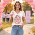 thumbnail image 5 of JULMCOMO Breast Cancer Shirts for Women Breast Cancer Awareness V Neck Loose Fit Casual Soft Tops Short Sleeve Pink Ribbon Graphic Tees Rose Gold M, 5 of 6