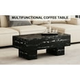 thumbnail image 3 of Modern Black Coffee Table With Lovely Design Patterns, 43.3"×21.6"×17.2", For Living Room & Home Theater, 330lb Capacity, Simple Setup Fascinating Room, Carrying Install, 3 of 5