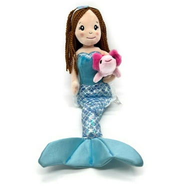 The Petting Zoo Mermaid Doll With Sea Turtle - 17 Inch Brunette Mermaid Plush Toy Set For Girls