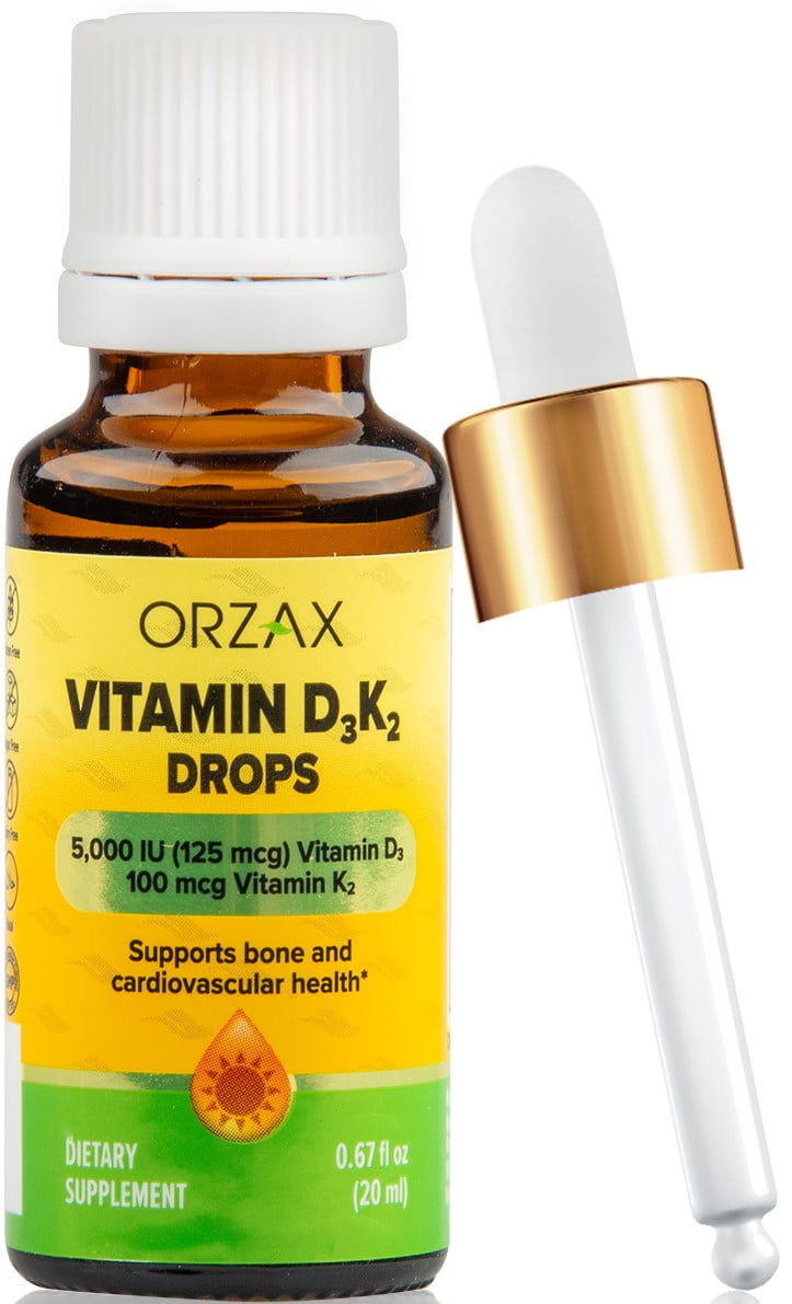 Buy ORZAX Vitamin D3 K2, Vitamin D3 5000 IU with K2 100 Mcg Drop, 0.67 ...
