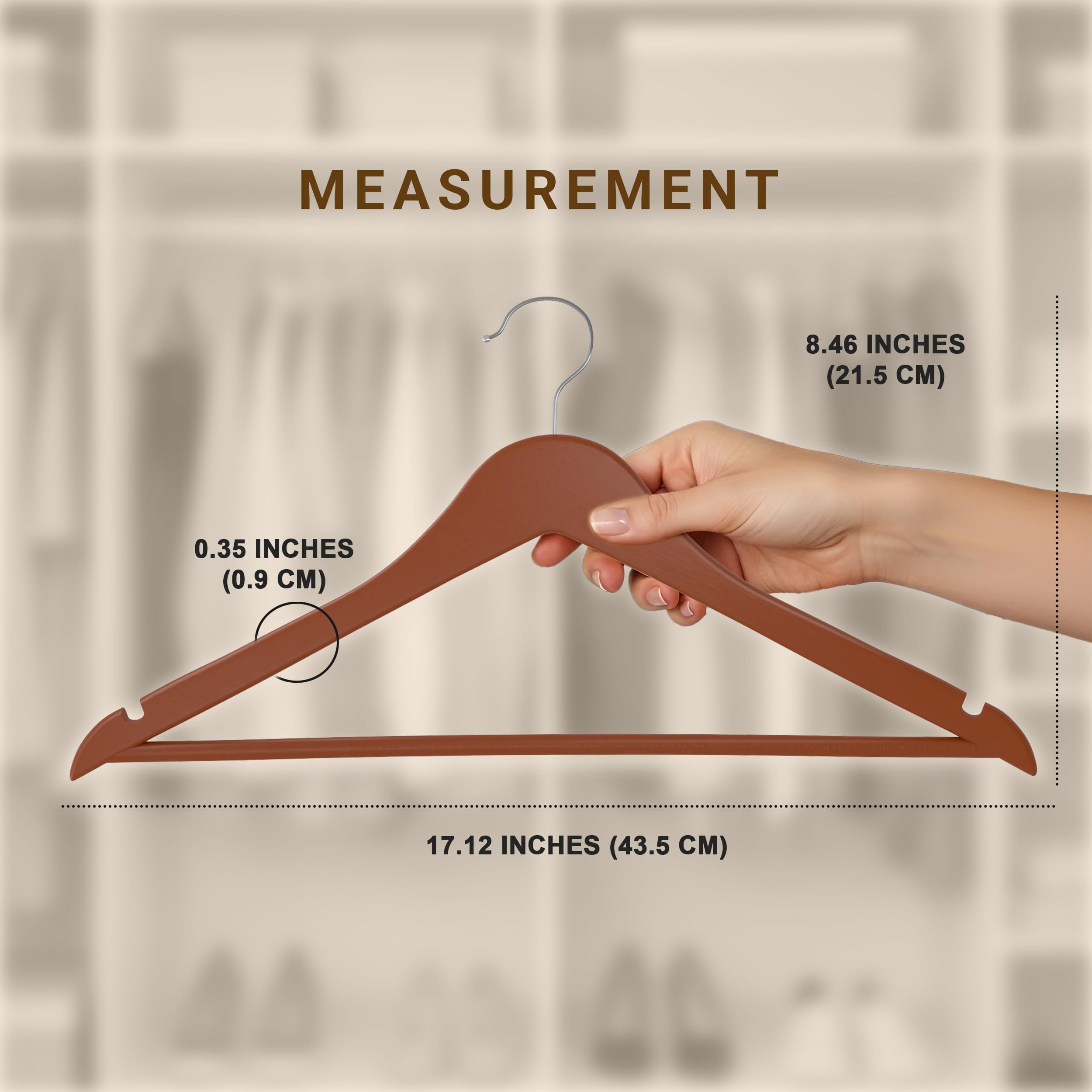 Utopia Home Premium Wooden Hangers 20 Pack - Durable & Slim Coat Hanger - Suit Hanger with 360-Degree Rotatable Hook - Wood Hangers with Shoulder Grooves (Cherry Color)