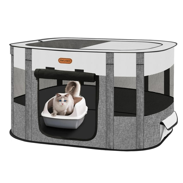 Seiyierr Pet Playpen, Foldable Kitten cage Puppy Play Pen, Dog Playpens, Puppys Pens for Indoors, Travel Crate with Carrying Case, Tent Outdoor Camping Use