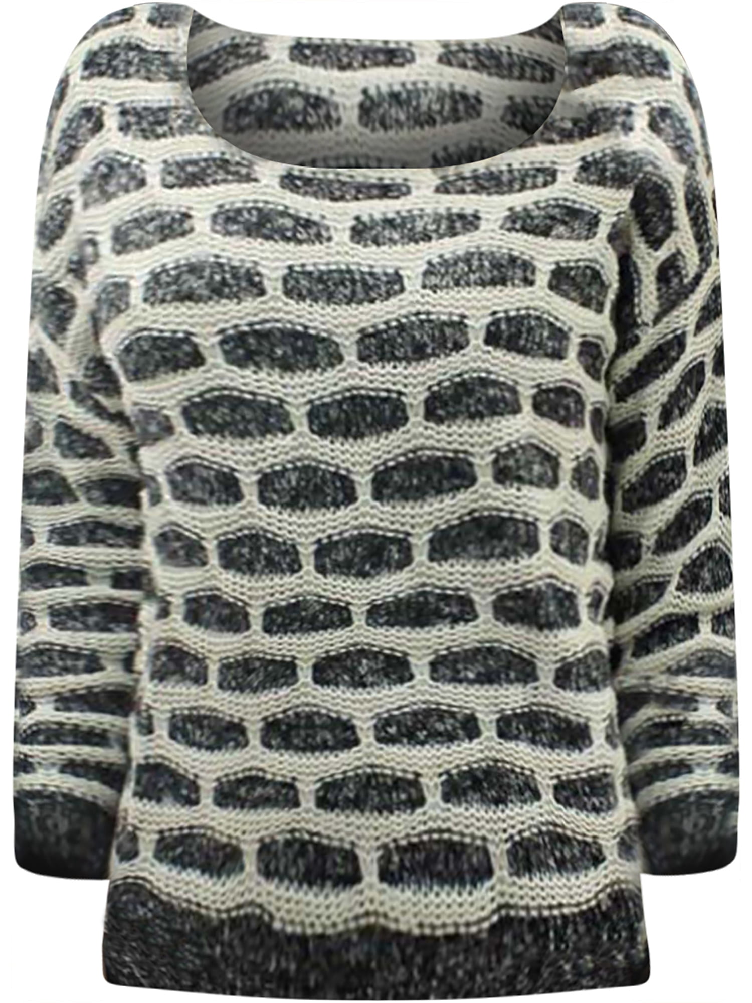White Brick Pattern Knit Sweater Size 