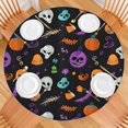 thumbnail image 2 of Halloween Skull Pumpkin Pattern Round Fitted Tablecloth with Elastic Edge,Dining Table Cover Waterproof,Outdoor Round Tablecloth for Camping,Dining,Indoor and Outdoor, 2 of 7