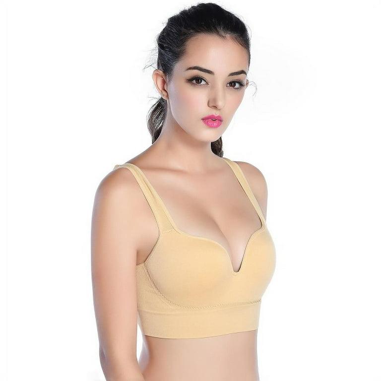 Push-Up Solid Polyester Blend Non-Wired Soft Padded Sports Bra