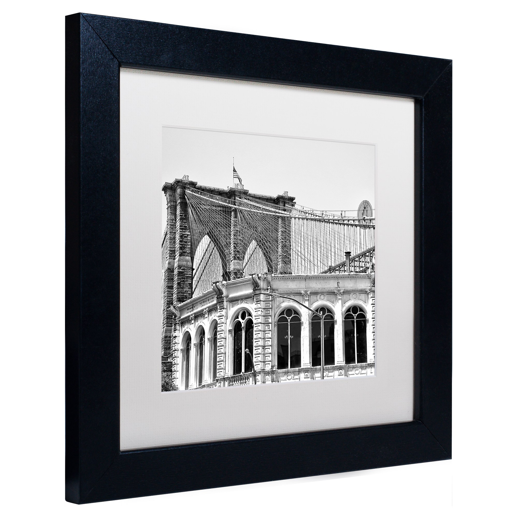 Trademark Fine Art "Brooklyn Bridge 1" Canvas Art by CATeyes, White Matte, Black Frame
