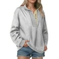 thumbnail image 2 of idosla Womens Oversized Sweatshirt Long Sleeve Henley Pullover Tops 2025 Fall Casual Button Loose Fit Teens Fashion Outfits (Light Gray, XXL), 2 of 6