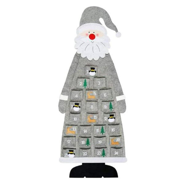 Calendario de Adviento de Papá Noel Calendario de Adviento Decorativo Calendario Infantil de 24 Días Gris