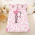 thumbnail image 5 of Erosebridal Pink Bowknot Wildlife Cheetah Print Queen Sheet Sets For Kids Girls,Chic Letter F Initial Bed Set 4-Piece, 5 of 6