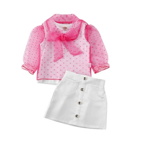 Wayren USA Newborn Kid Baby Girl Mesh Blouse+Vest Tops+Mini Skirt Summer Outfit Set 18-24 Months