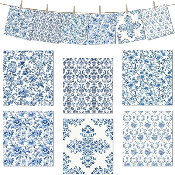 Blue Floral Swedish Dishcloths Kitchen, 6 PCS Blue White Flower Reusable Dish Cloth, Absorbent Sponge Dish Towels Kitchen Cooking Farmhouse Home Decoration Housewarming Gifts