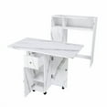 thumbnail image 3 of Multifunctional Folding Dining Table with Wall-Mounted Sideboard, Built-in Power Outlets & Storage for Small Apartments, White, 3 of 11