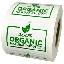 100 percent Organic Label Stickers, Organic Food Rotation Labels, 2 X 1.5 Inch, 500 Pcs