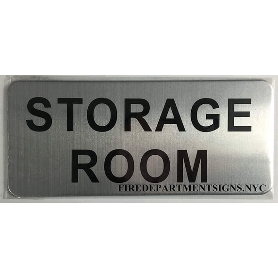 Storage Room Sign (Brush Aluminium, 3.5X8)-The Mont Argent line. (ref-2201)