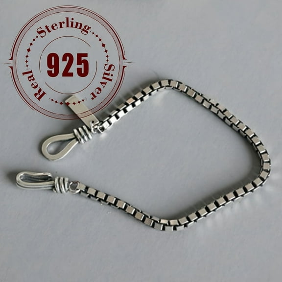 925 sterling silver box chain cross bracelet -lightweight, suitable for daily and party wearing, 3.8 grams, retro,Silver
