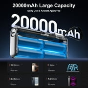 Yoobao Power Bank 100W 2-Way Super Fast Charging with LED Display, 20000mAh Laptops Portable Charger with Built-in Cables, 3 Outputs 2 Input Battery Pack Compatible with iPhone iPad Samsung, Silver