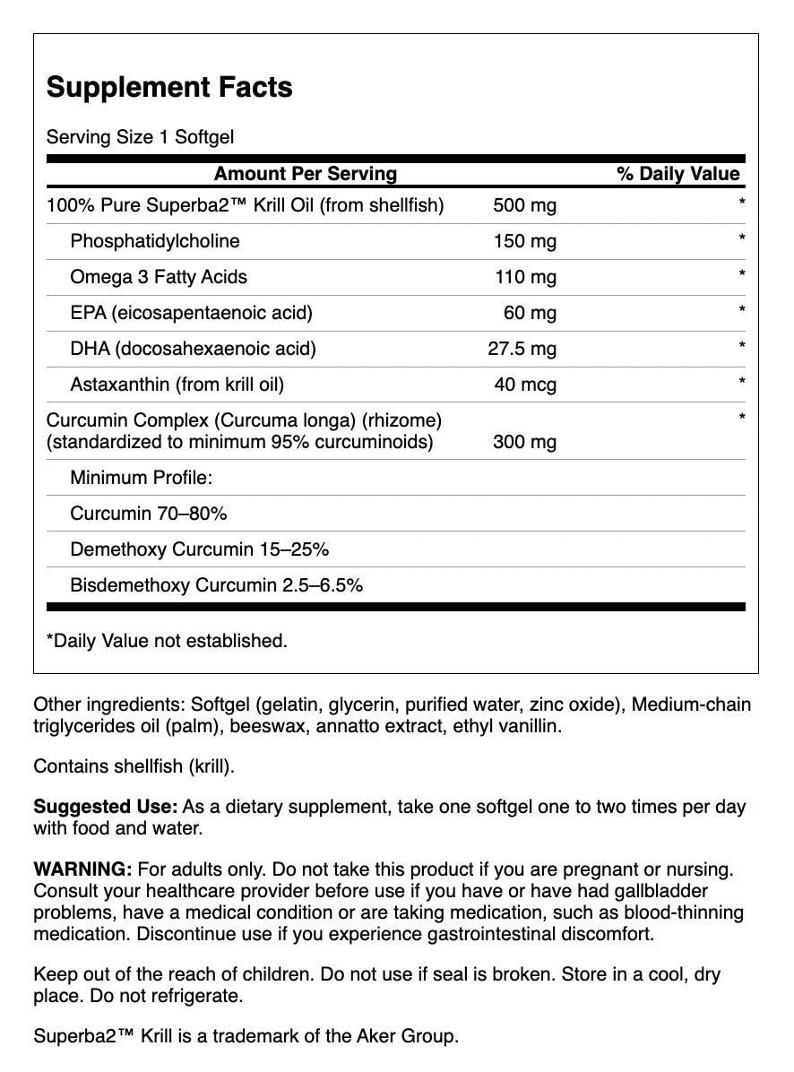 Swanson Krill Oil and Curcumin 60 Softgels