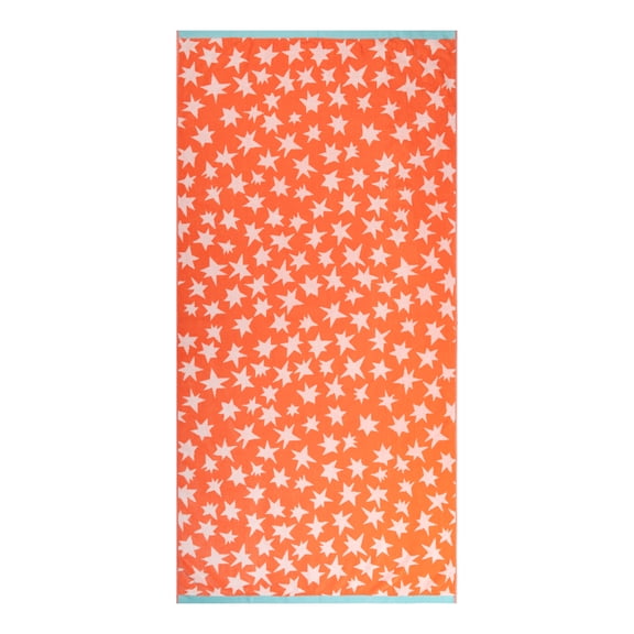 Mainstays Summer Vibes Cotton-Blend Beach Towel, 72 x 36 in, Red Star