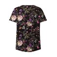 thumbnail image 3 of Gibobby Casual Playera de Manga Corta para Mujer Camiseta plisada con estampado flores y cuello botones manga corta para mujer, camiseta informal con ajuste floral,(Negro,CH), 3 of 4