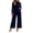 Navy, variant on Women's Velvet 2 Piece Outfits Turtleneck Long Sleeve Side Slit Tunic Top and Wide Leg Pants Lounge Sets Fall Winter Tracksuit Dressy Holiday Party Outfit Red