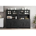 thumbnail image 7 of Kitchen Pantry Cabinet with Microwave Stand, Freestanding Hutch Cabinet with Buffet Cupboard, Tall Storage Cabinets with Adjustable Shelves for Kitchen, Dining Room, 7 of 7