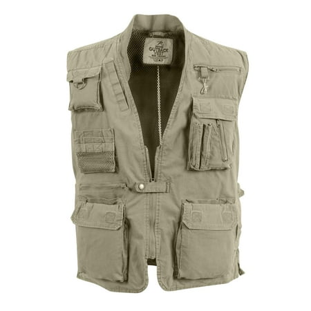 - Khaki Deluxe Safari Outback Vest for Travel, Sportsmen, Concealed Carry, 3XL