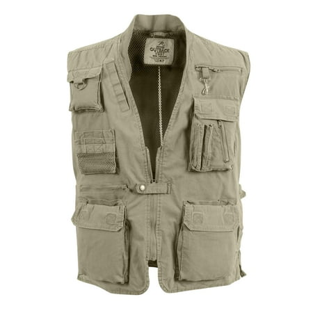 Khaki Deluxe Safari Outback Vest for Travel, Sportsmen, Concealed Carry,