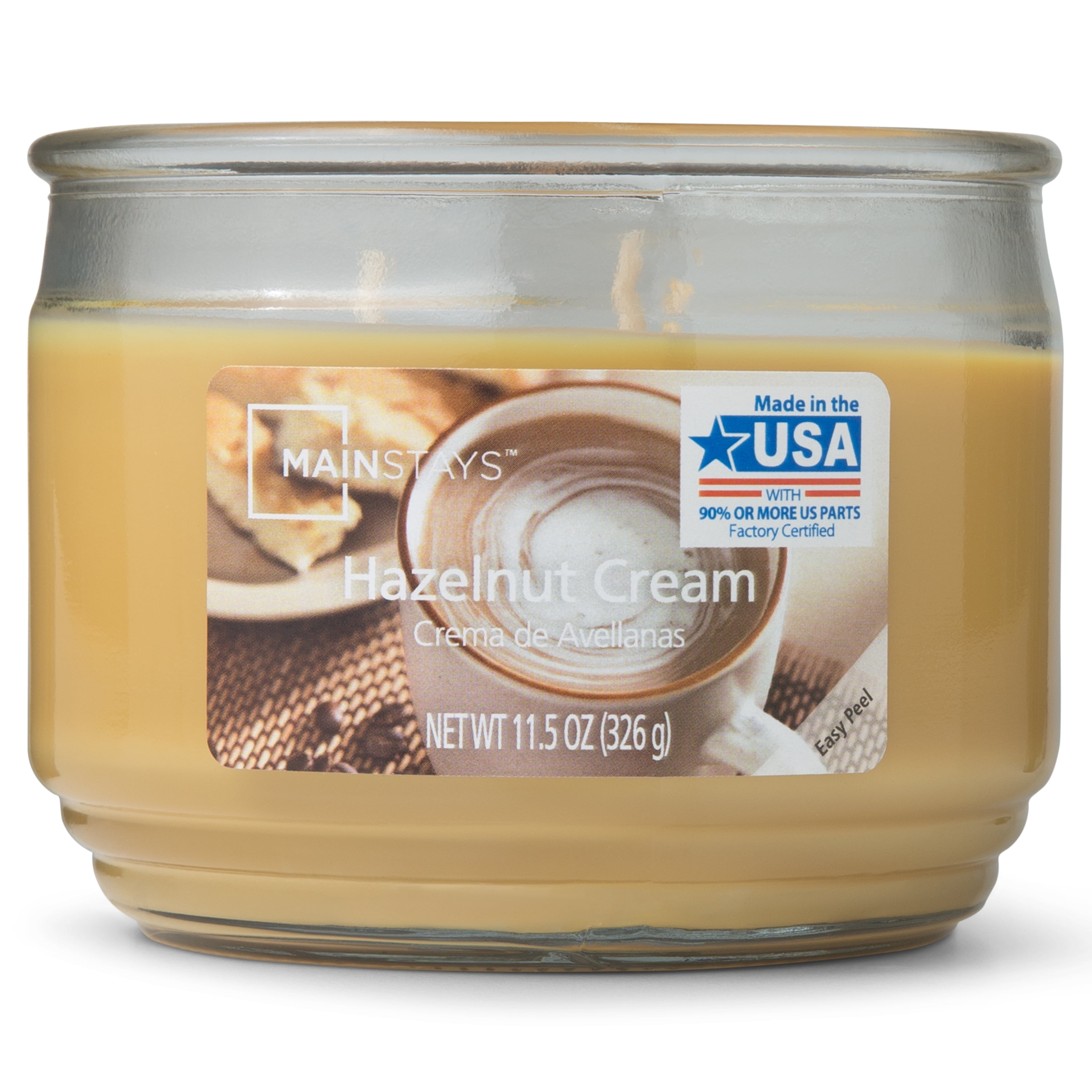 Mainstays Hazelnut Cream Scented 3-Wick Glass Jar Candle, 11.5 oz.
