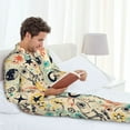 thumbnail image 4 of Mens Pajamas Set, Rockets Button Down Long Sleeve Loungewear Sleepwear Pjs sets for Men, 4 of 5