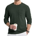 thumbnail image 2 of Thrilos Mens Long Sleeve Shirts Crewneck Casual Tops Pullover Work Shirts Stretch Textured Knit T-Shirts with Pocket, 2 of 9