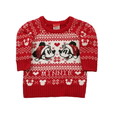 

Disney Infant & Toddler Girls Red Mickey & Minnie Christmas Baby Sweater Newborn