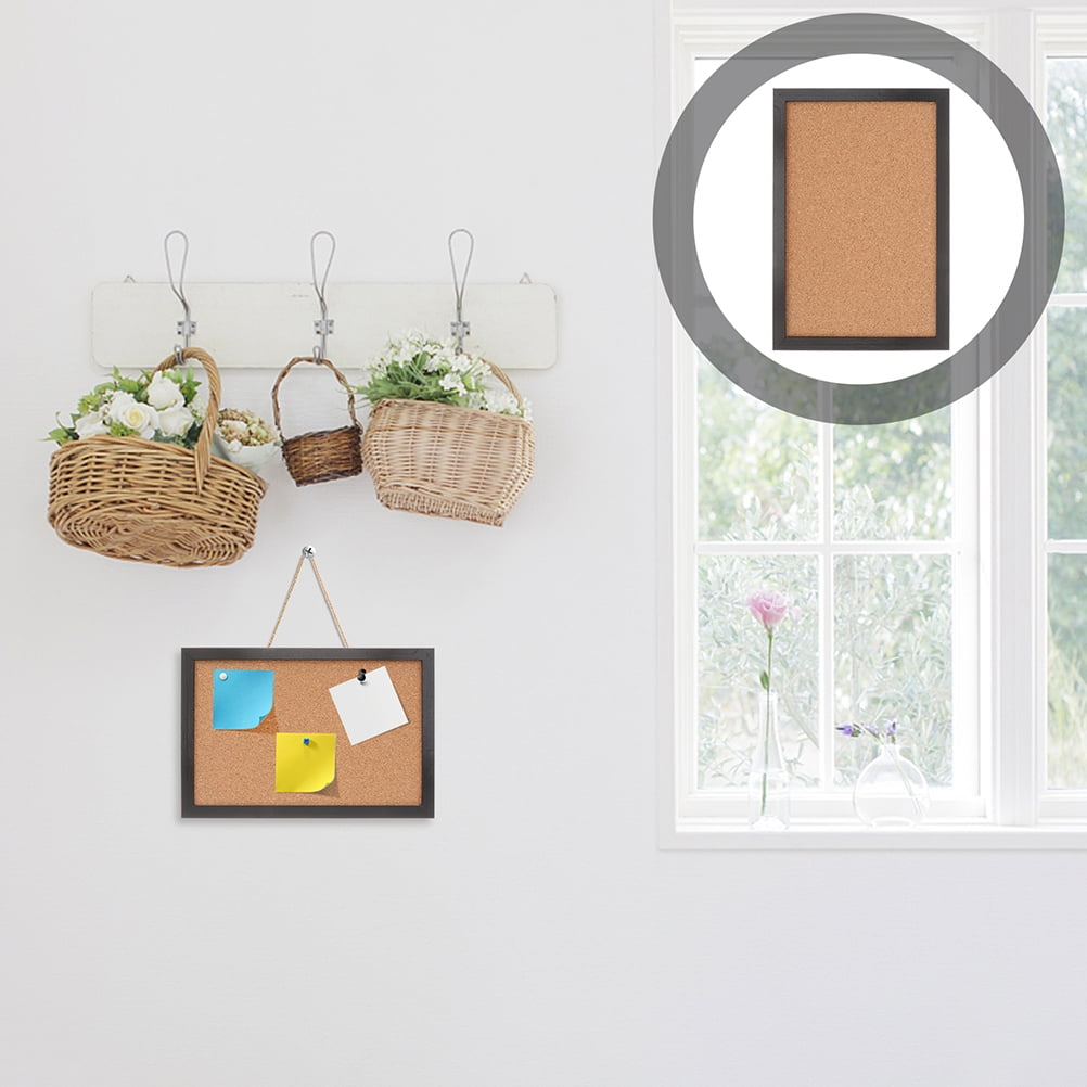 UPKOCH Cork Board Small Message School Decor Wall-mounted Desktop 40X30CM Black Wood Office